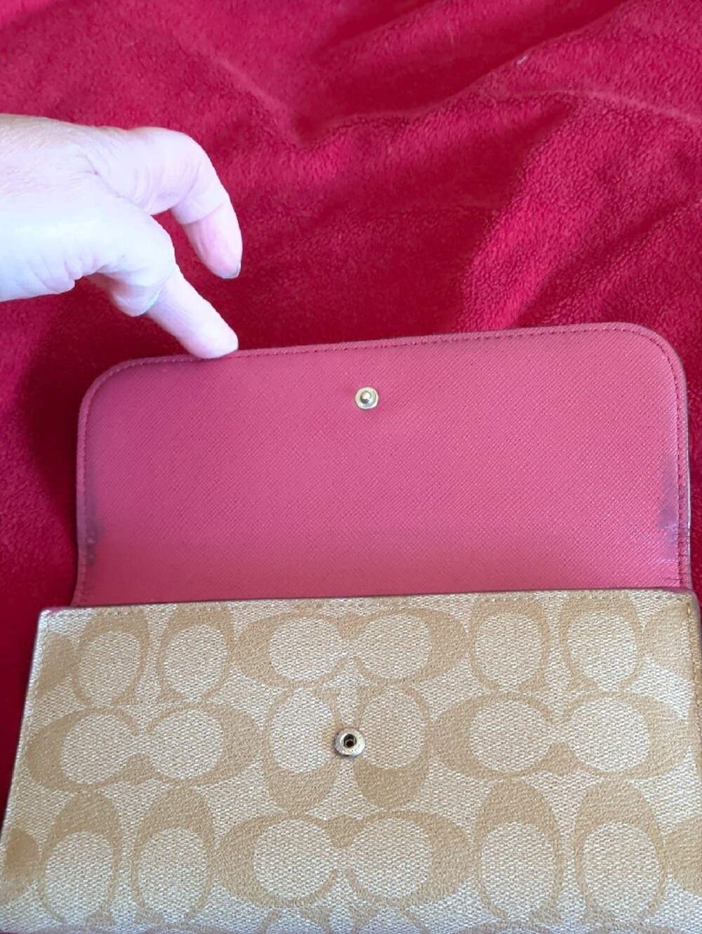 Coach Metallic Beige Signature Continental Wallet - Picture 8 of 15